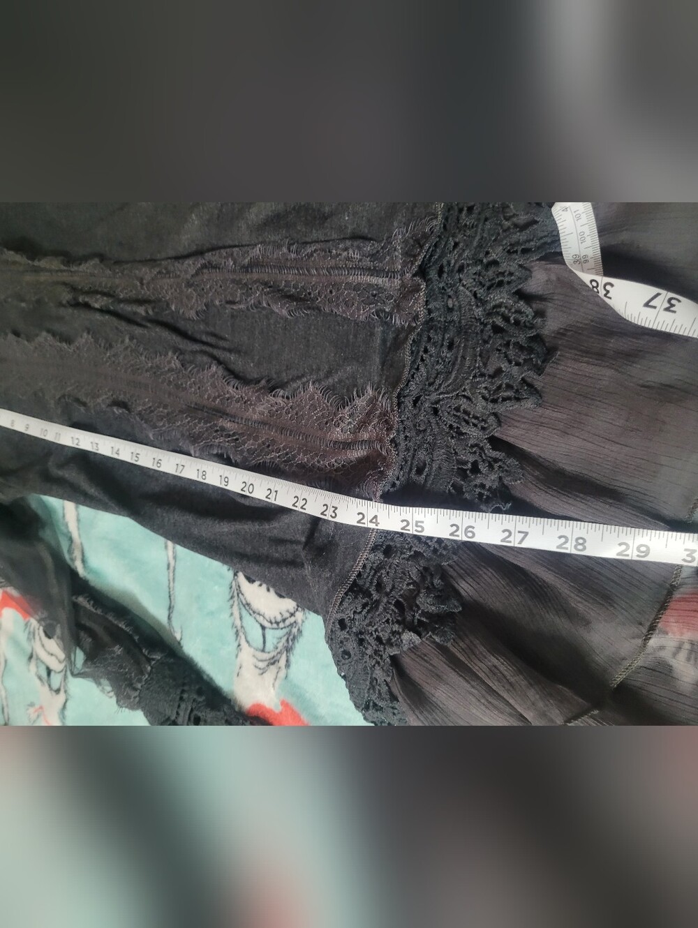 Pretty Angel Dark Gray Lace Trimmed Long Sleeve Blouse - Picture 7 of 7